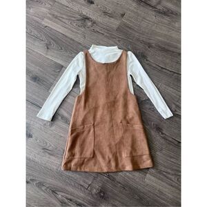 BTween  Girls' 2 piece outfit Ribbed Mock Neck Tee and Solid suade Dress size 10